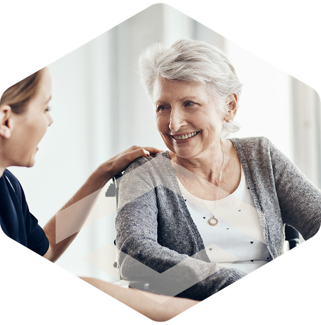 Caregiver with an elderly resident